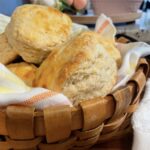 reshly baked old-fashioned buttermilk biscuits in basket